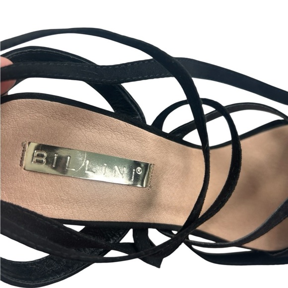 Billini Womens SZ 9 Black Suede Preen Strappy Block Heels Wrap Ankle Whimsigoth - Picture 11 of 14